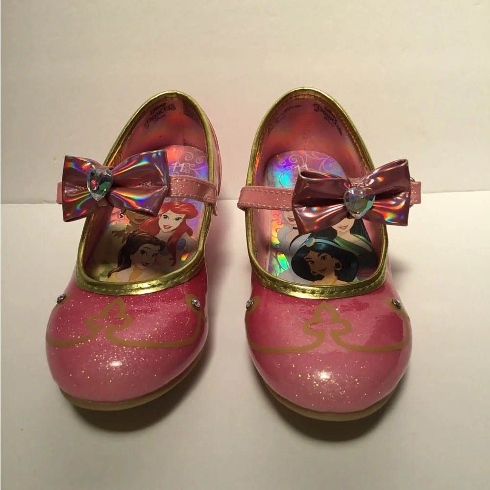 Disney Pink Princess Glitter Shoes with Gold Trim